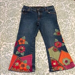 Floral Embroidered Denim Jeans